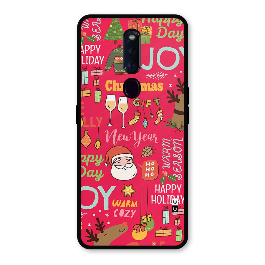 Happy Day Christmas Joy Metal Back Case for Oppo F11 Pro