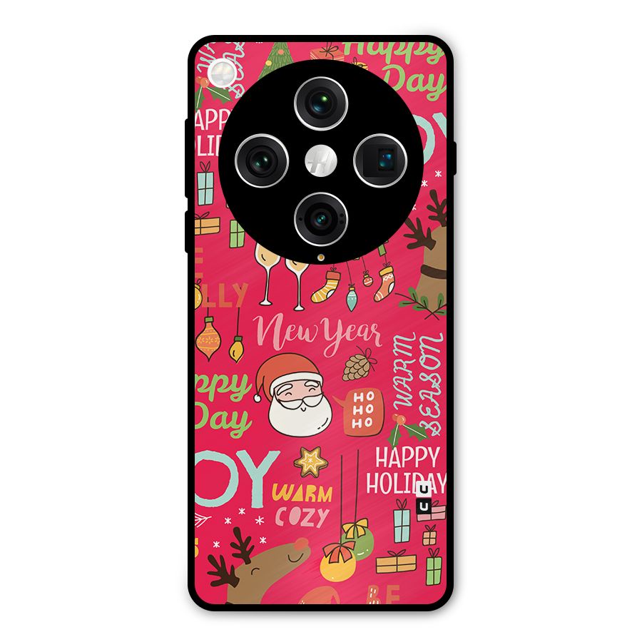 Happy Day Christmas Joy Metal Back Case for Oppo Find X8 Pro