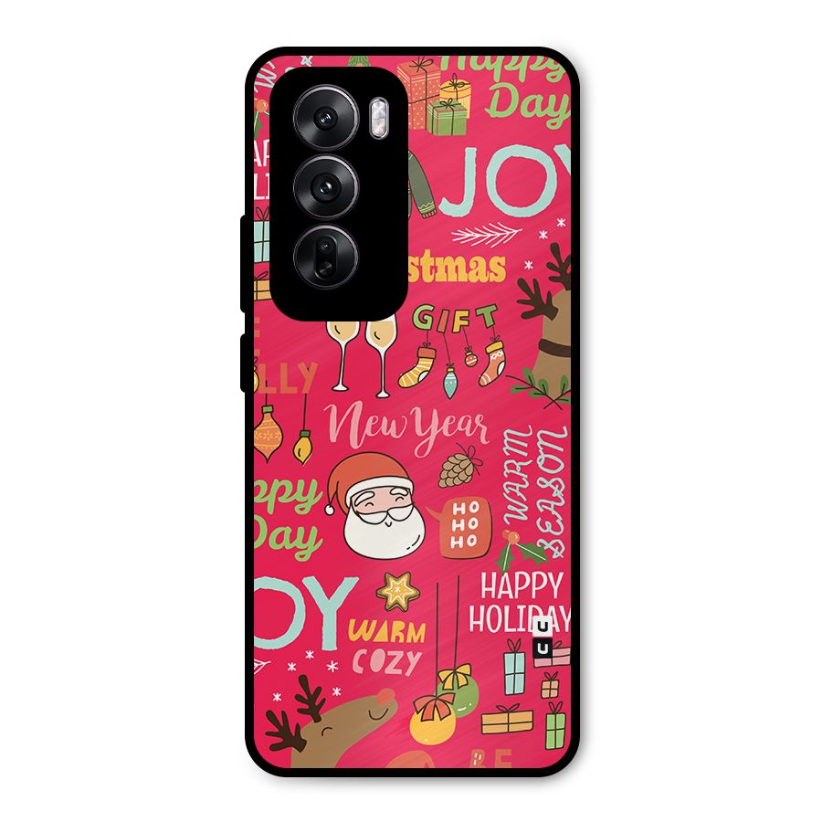 Happy Day Christmas Joy Metal Back Case for Oppo Reno12