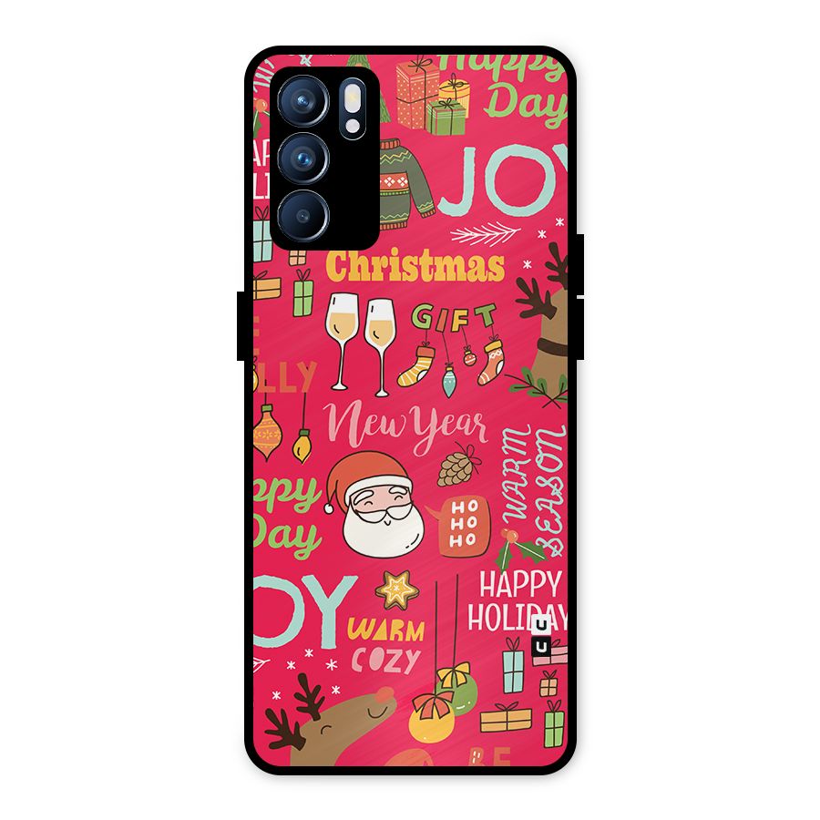 Happy Day Christmas Joy Metal Back Case for Oppo Reno6 5G