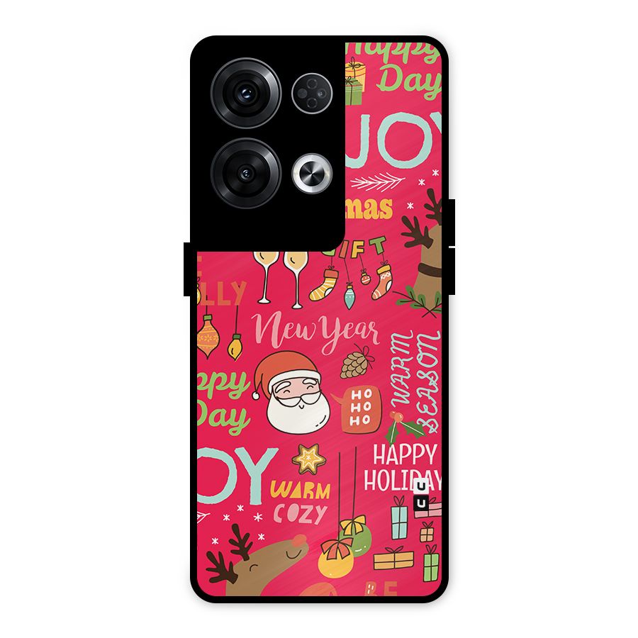 Happy Day Christmas Joy Metal Back Case for Oppo Reno8 Pro 5G