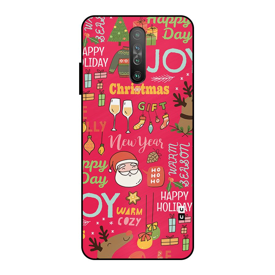 Happy Day Christmas Joy Metal Back Case for Poco X2