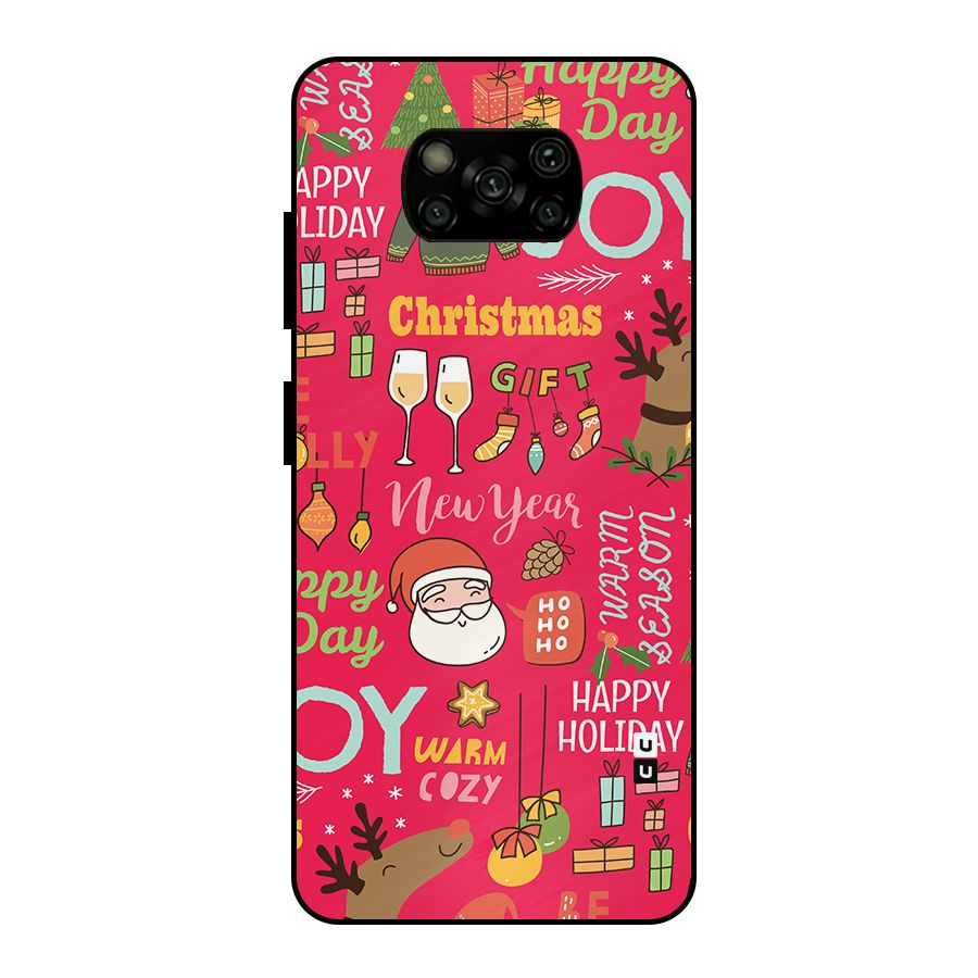 Happy Day Christmas Joy Metal Back Case for Poco X3