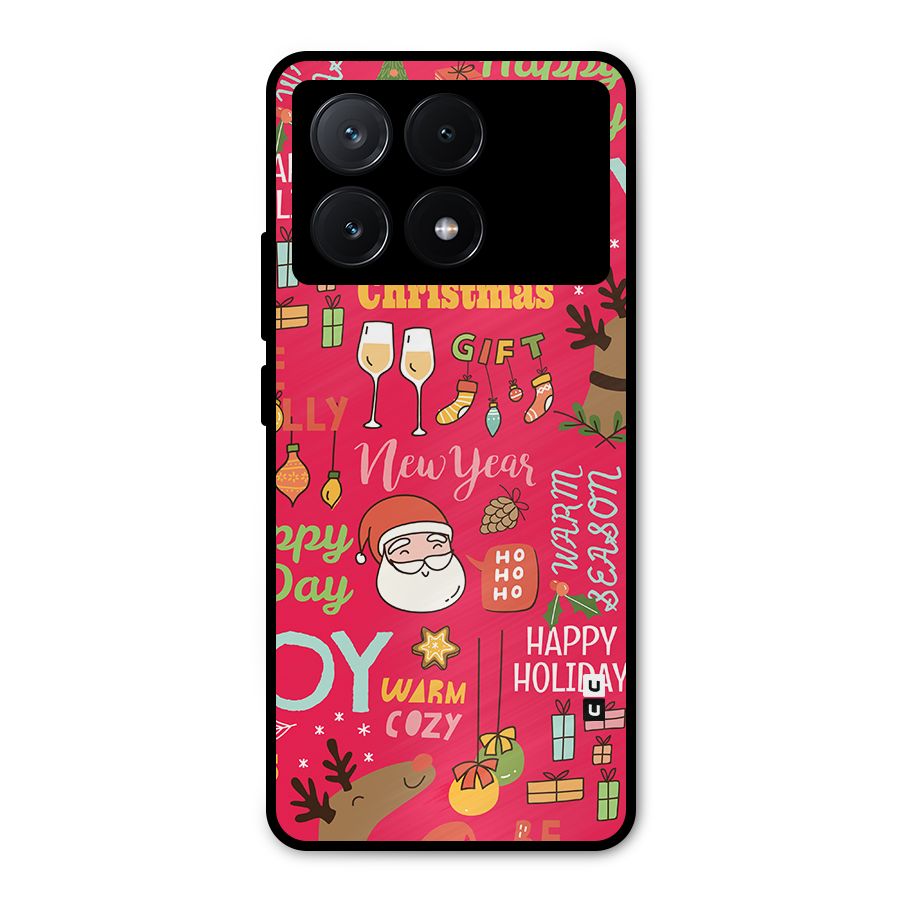 Happy Day Christmas Joy Metal Back Case for Poco X6 Pro