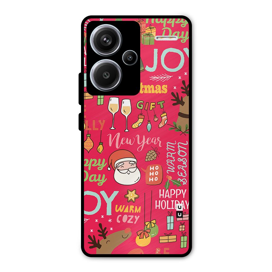 Happy Day Christmas Joy Metal Back Case for Redmi Note 13 Pro Plus