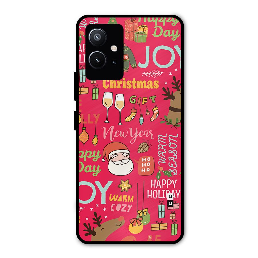 Happy Day Christmas Joy Metal Back Case for Vivo T1 5G