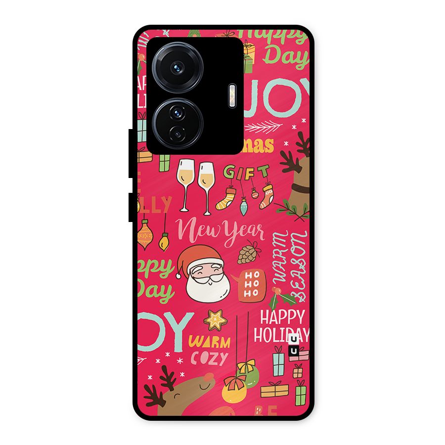 Happy Day Christmas Joy Metal Back Case for Vivo T1 Pro