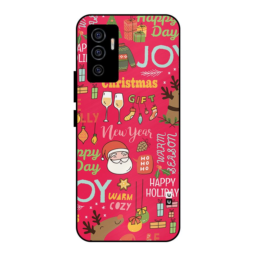 Happy Day Christmas Joy Metal Back Case for Vivo V23e