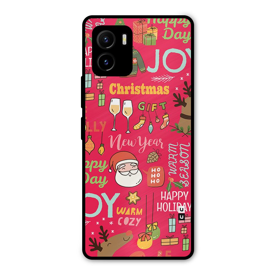 Happy Day Christmas Joy Metal Back Case for Vivo Y15s