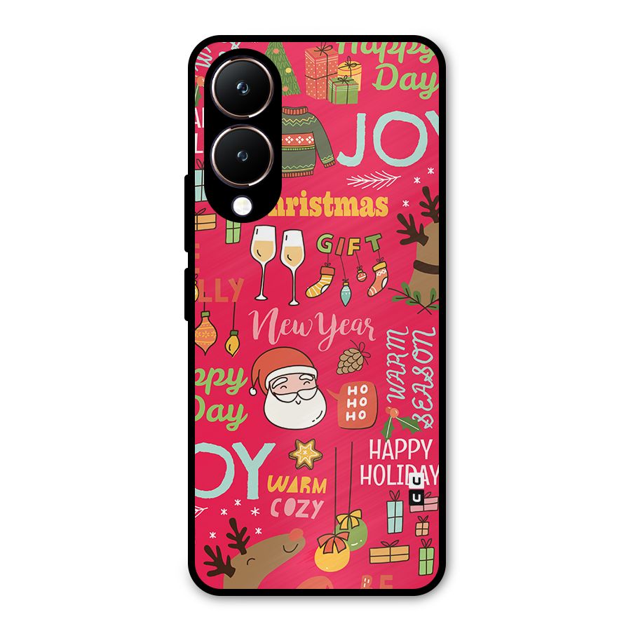 Happy Day Christmas Joy Metal Back Case for Vivo Y28