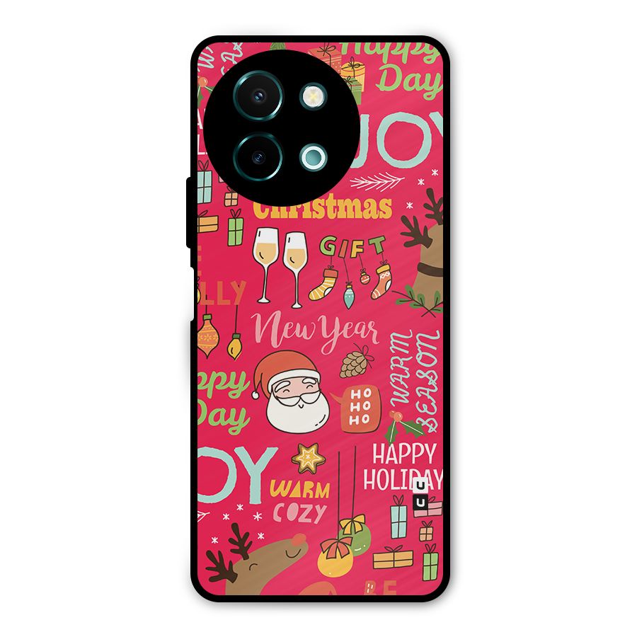 Happy Day Christmas Joy Metal Back Case for Vivo Y58