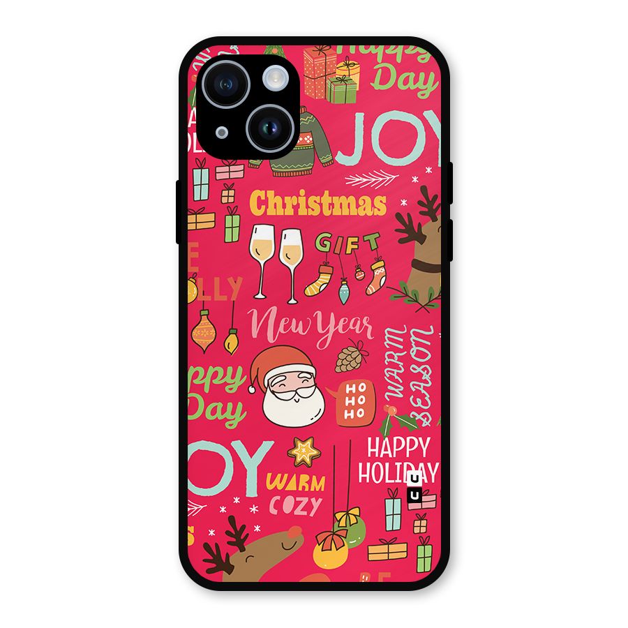 Happy Day Christmas Joy Metal Back Case for iPhone 14