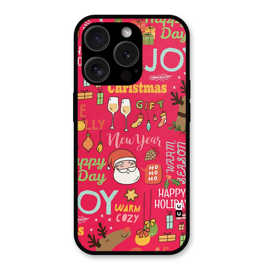 Happy Day Christmas Joy Metal Back Case for iPhone 15 Pro