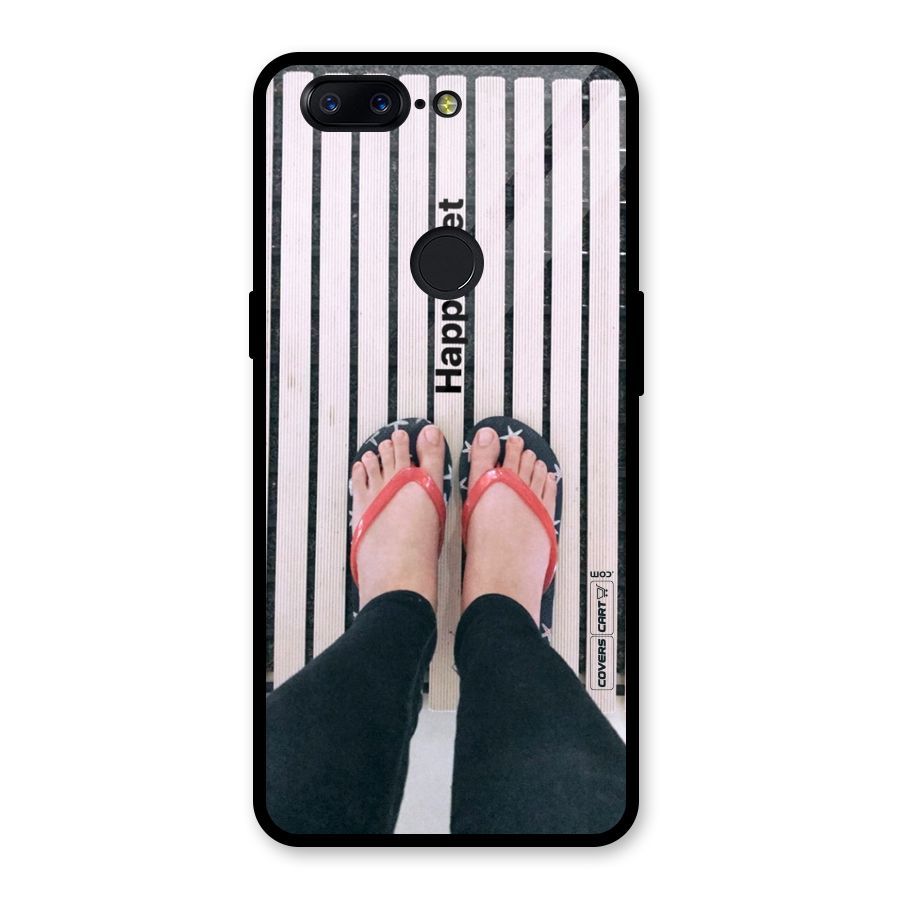 Happy Feet Glass Back Case for OnePlus 5T