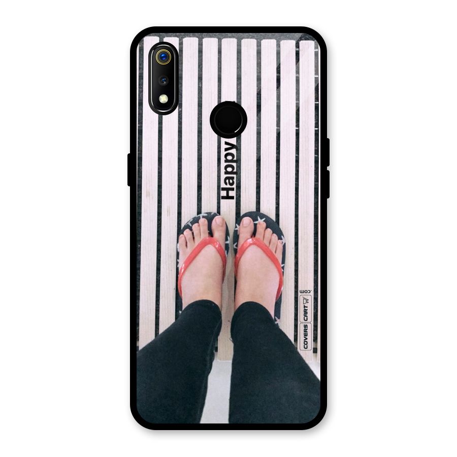 Happy Feet Glass Back Case for Realme 3