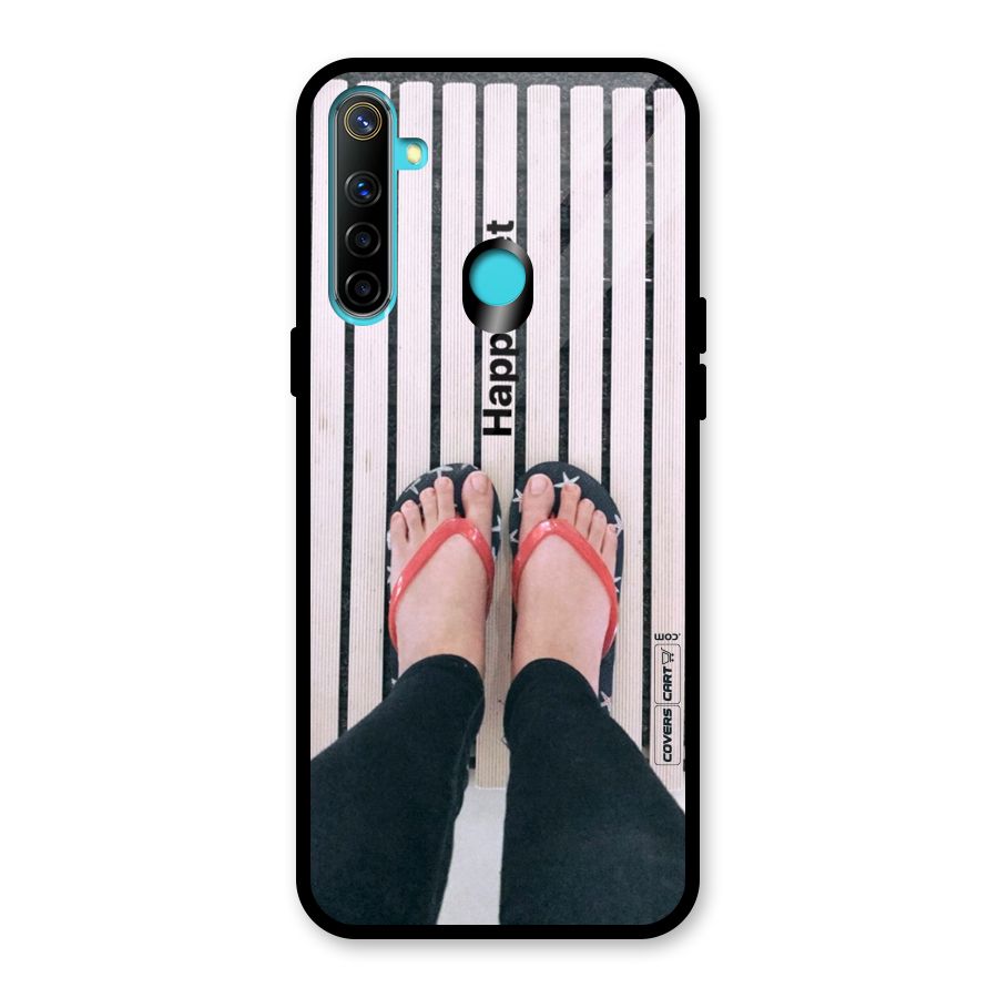 Happy Feet Glass Back Case for Realme 5