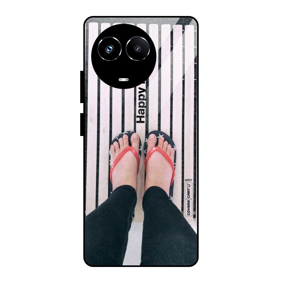 Happy Feet Glass Back Case for Realme Narzo 60X