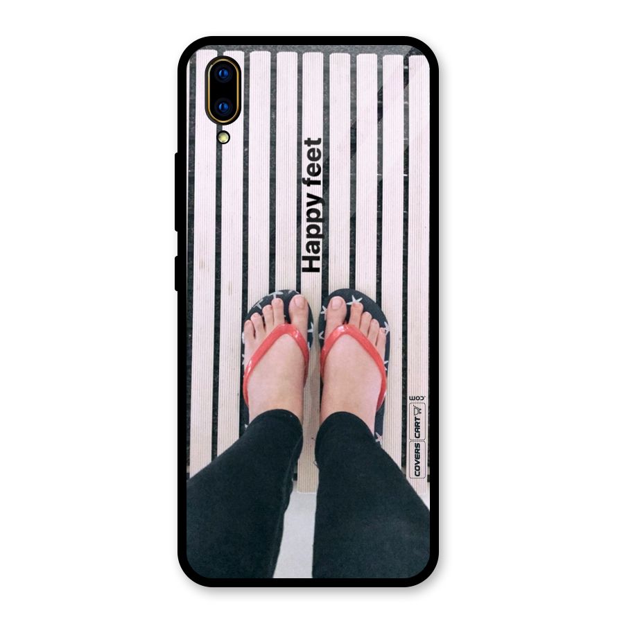 Happy Feet Glass Back Case for Vivo V11 Pro