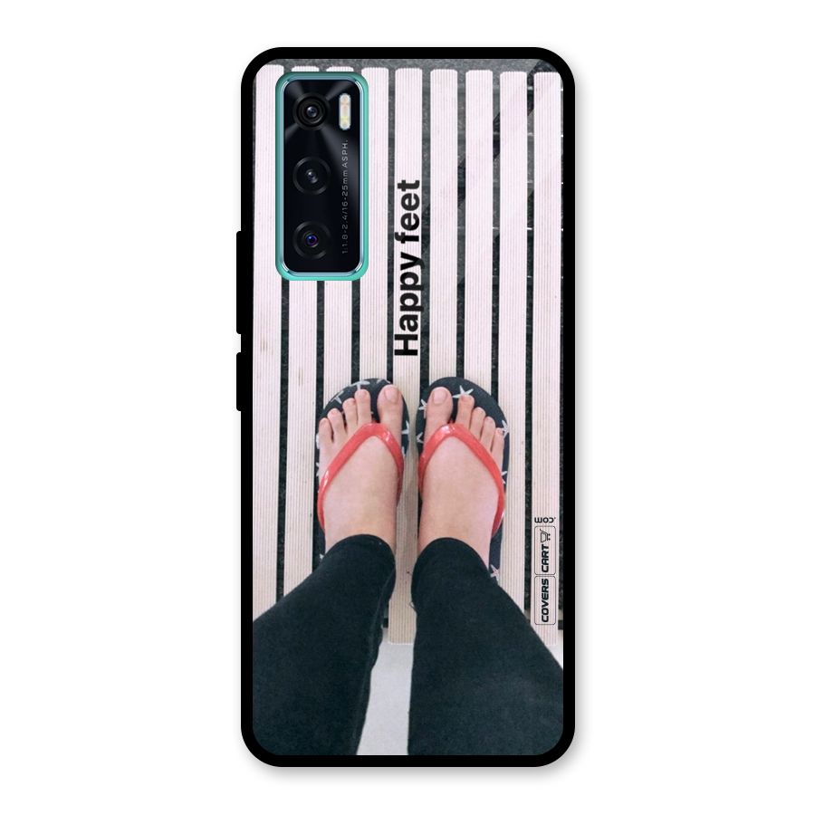 Happy Feet Glass Back Case for Vivo V20 SE