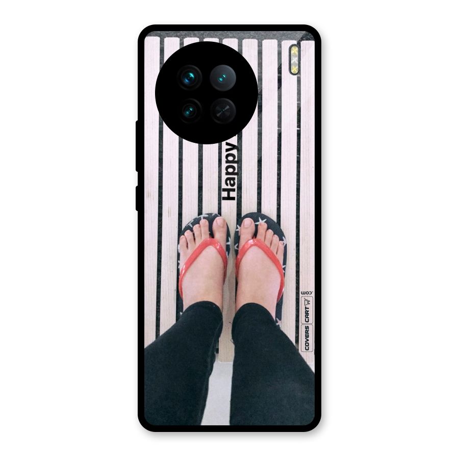 Happy Feet Glass Back Case for Vivo X90