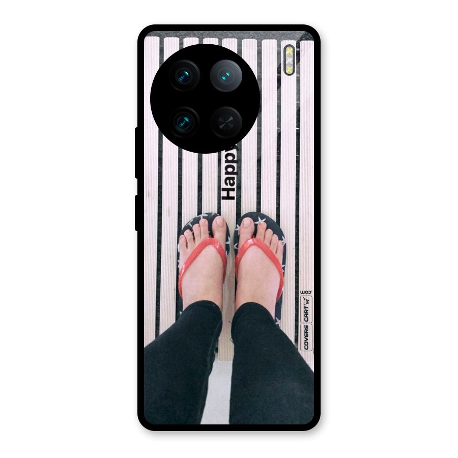 Happy Feet Glass Back Case for Vivo X90 Pro