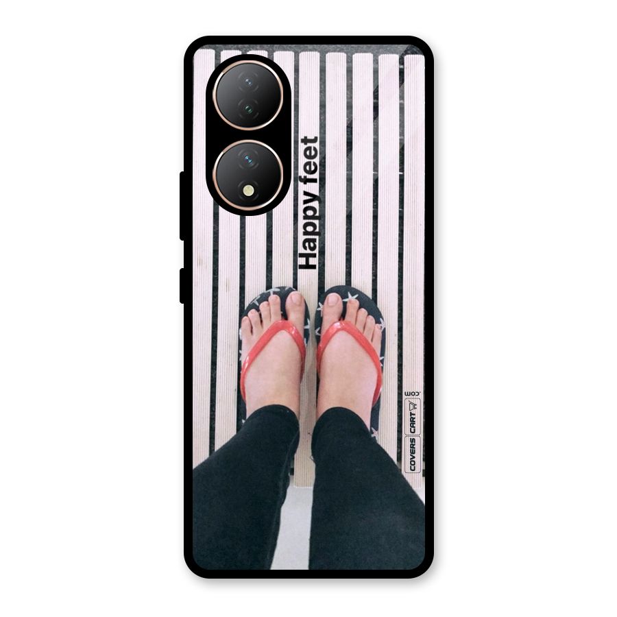 Happy Feet Glass Back Case for Vivo Y100A