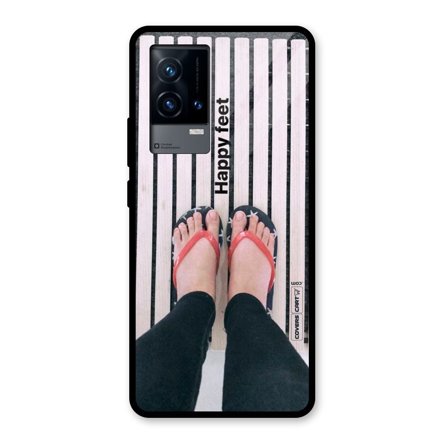 Happy Feet Glass Back Case for iQOO 9 5G