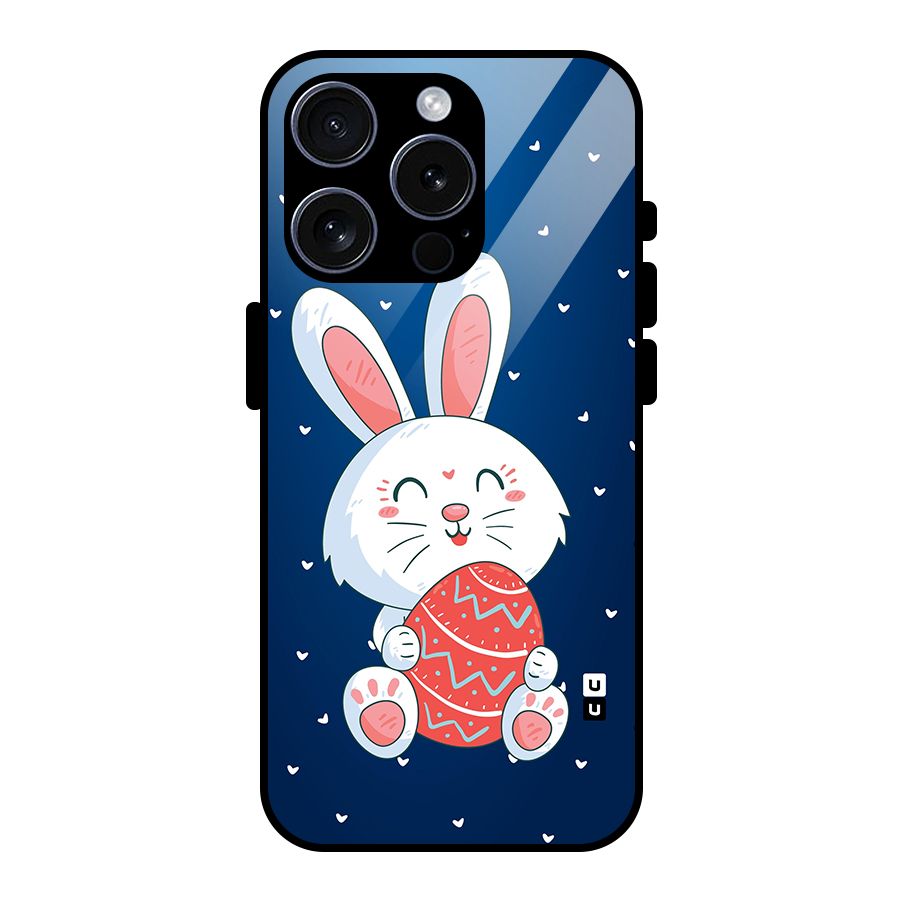 Happy Festive Bunny Glass Back Case for iPhone 15 Pro