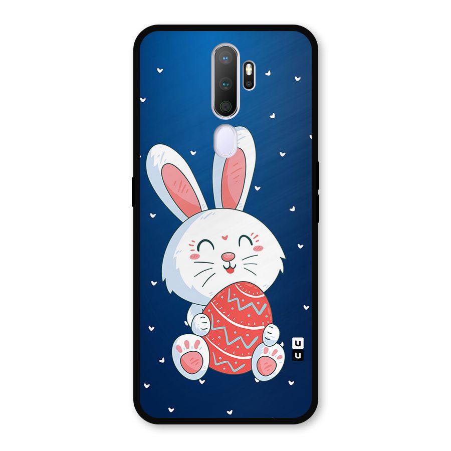 Happy Festive Bunny Metal Back Case for Oppo A9 (2020)
