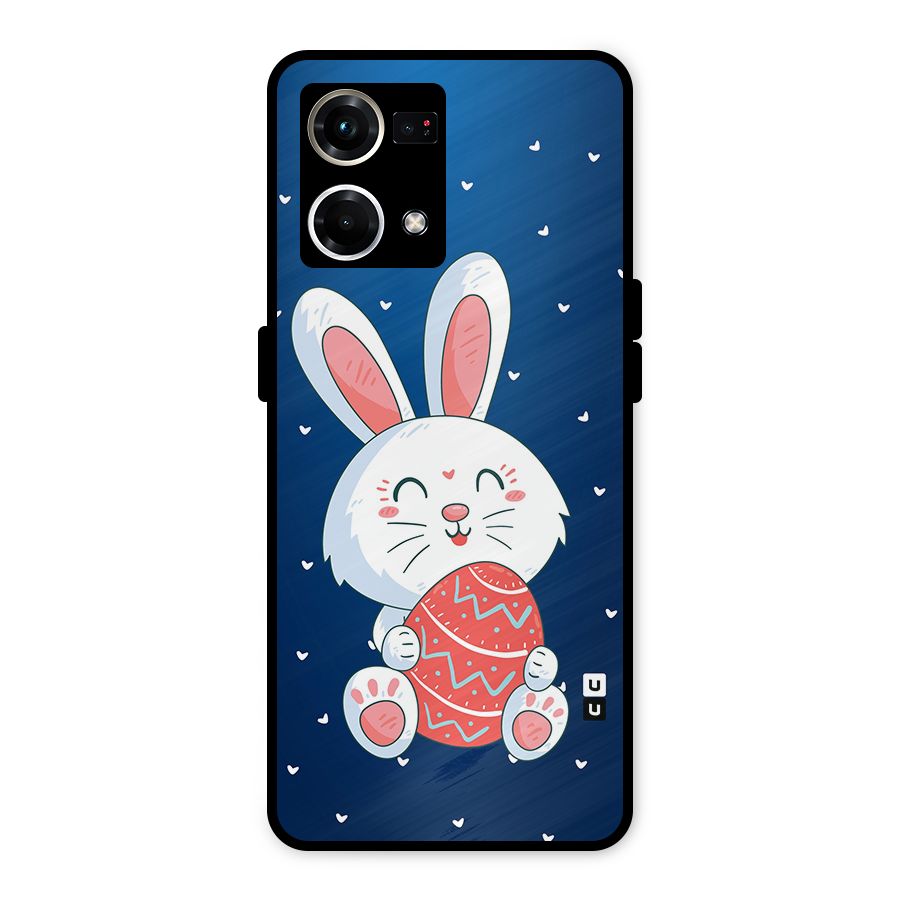 Happy Festive Bunny Metal Back Case for Oppo F21 Pro 4G