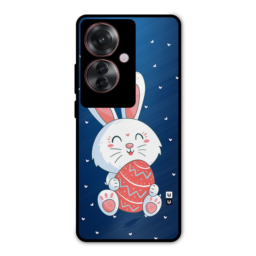 Happy Festive Bunny Metal Back Case for Oppo F25 Pro