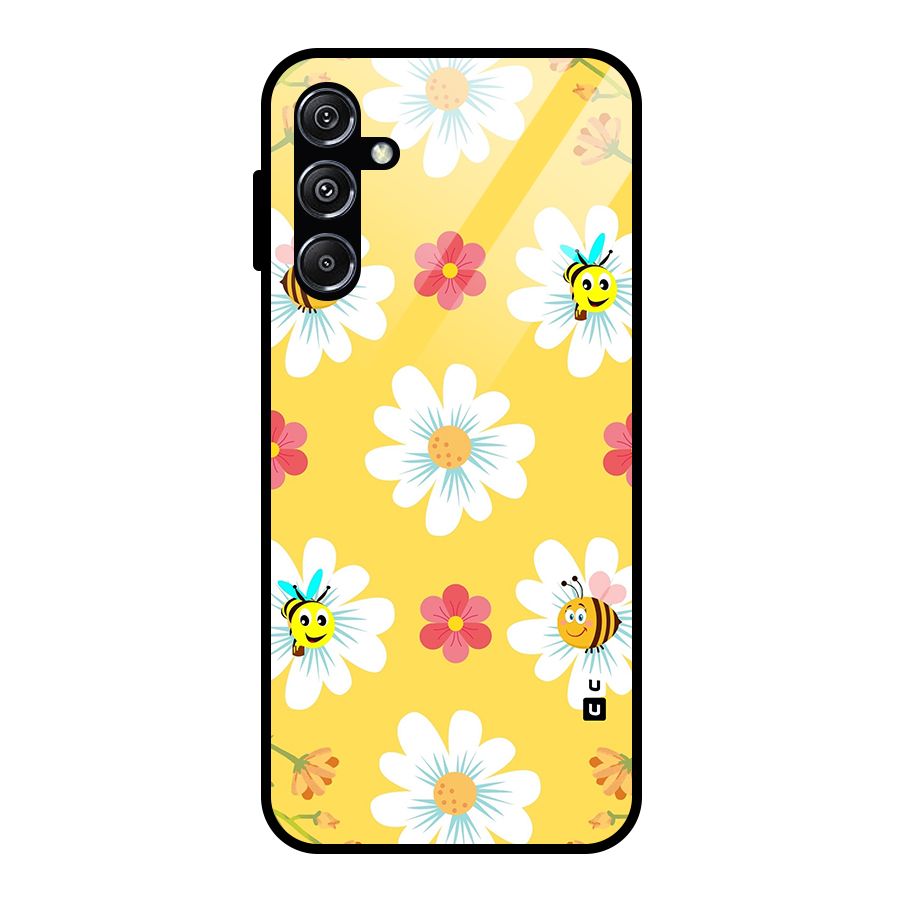 Happy Flowers Glass Back Case for Galaxy M34 5G