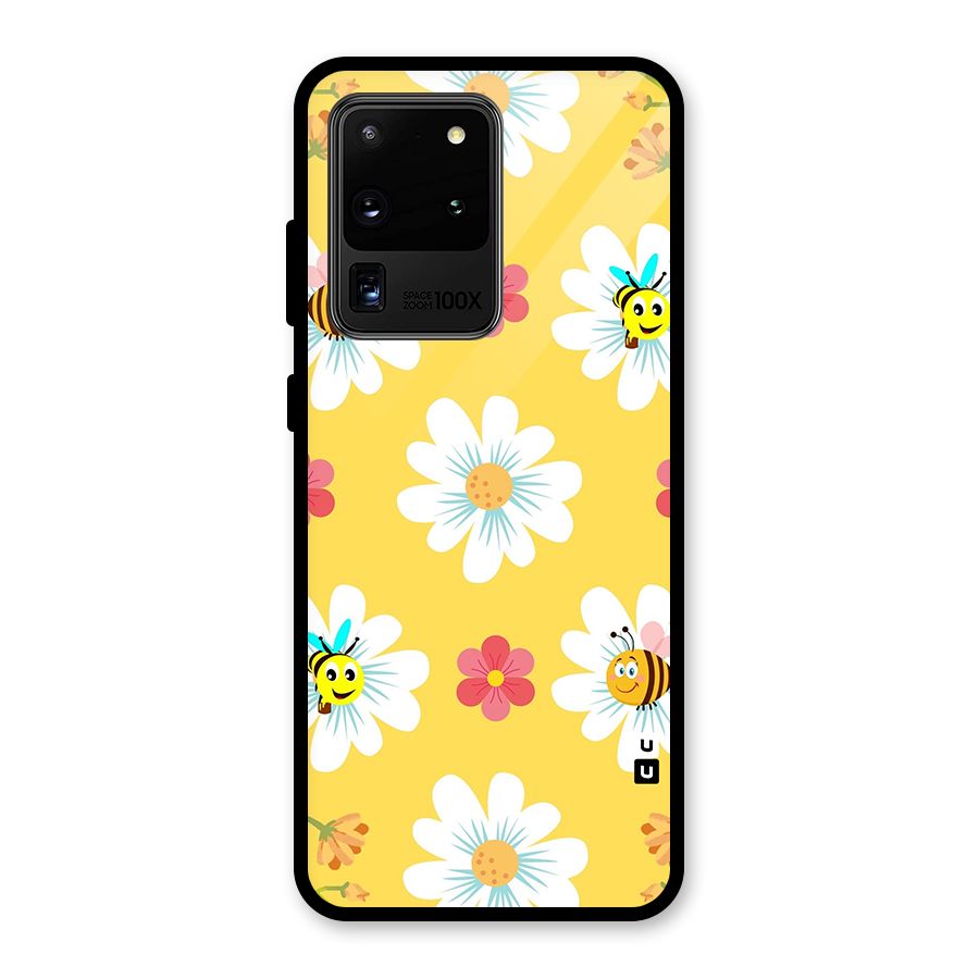 Happy Flowers Glass Back Case for Galaxy S20 Ultra