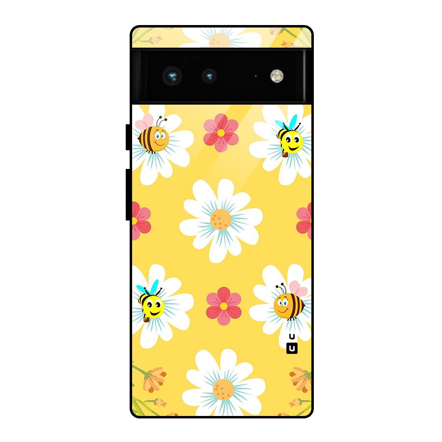 Happy Flowers Glass Back Case for Google Pixel 6