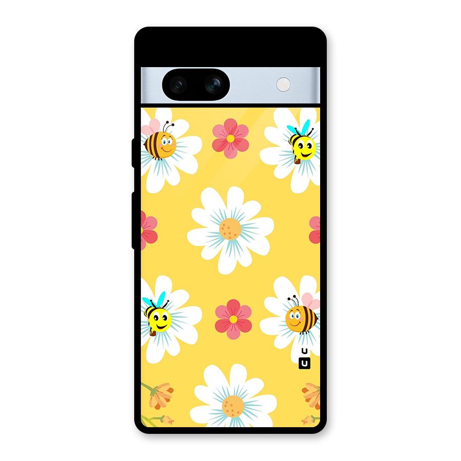 Happy Flowers Glass Back Case for Google Pixel 7a