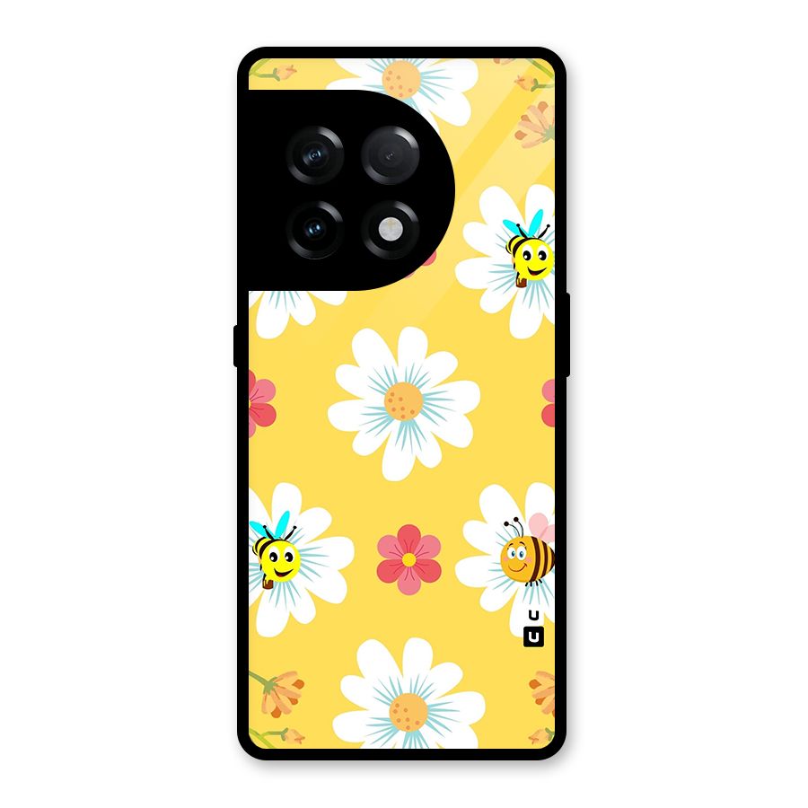 Happy Flowers Glass Back Case for OnePlus 11R