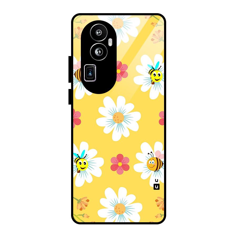 Happy Flowers Glass Back Case for Oppo Reno10 Pro Plus