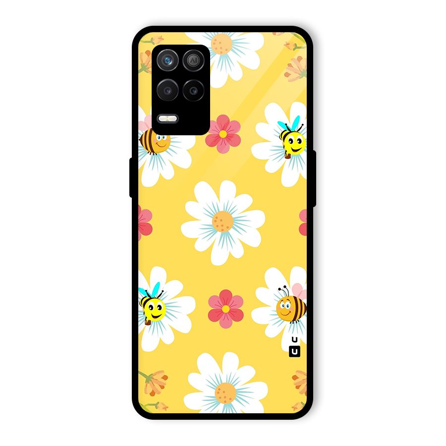 Happy Flowers Glass Back Case for Realme 8s 5G