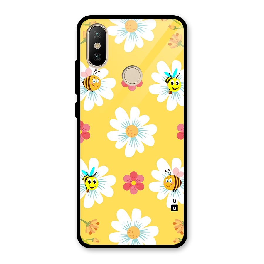 Happy Flowers Glass Back Case for Redmi A2