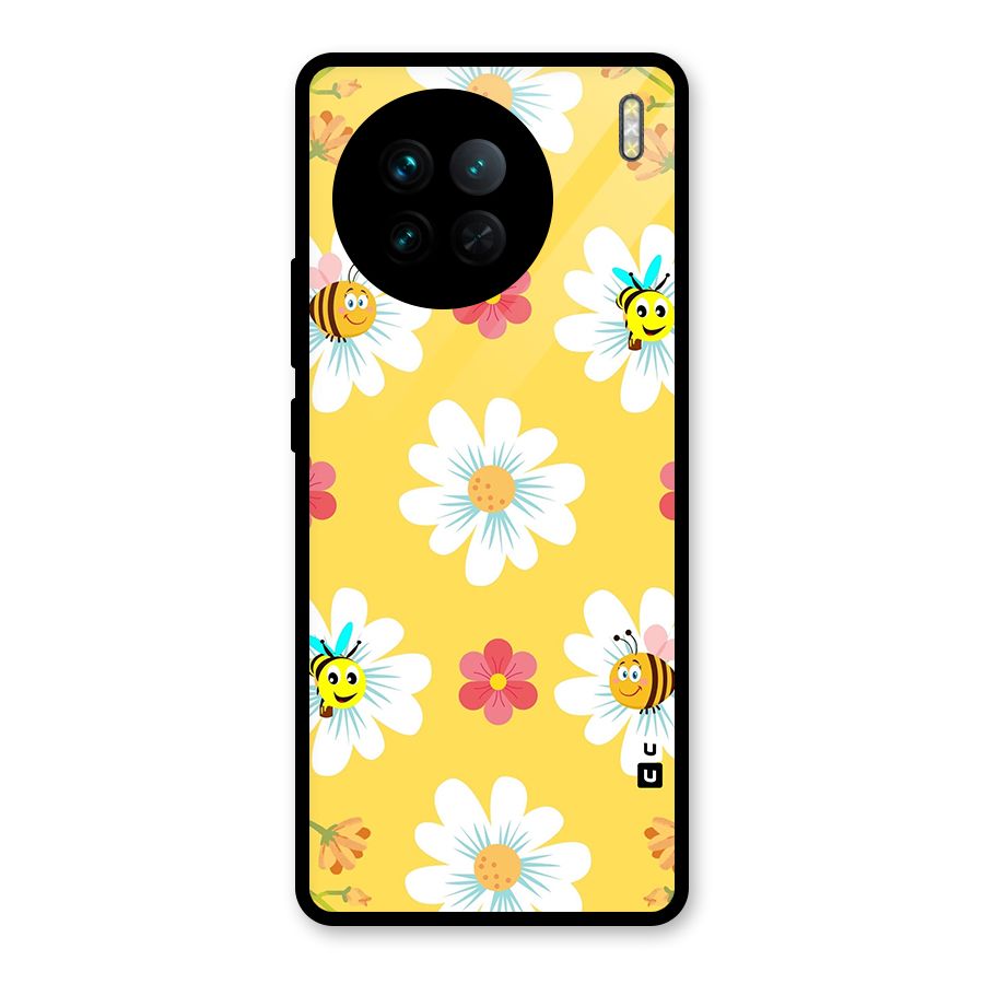 Happy Flowers Glass Back Case for Vivo X90