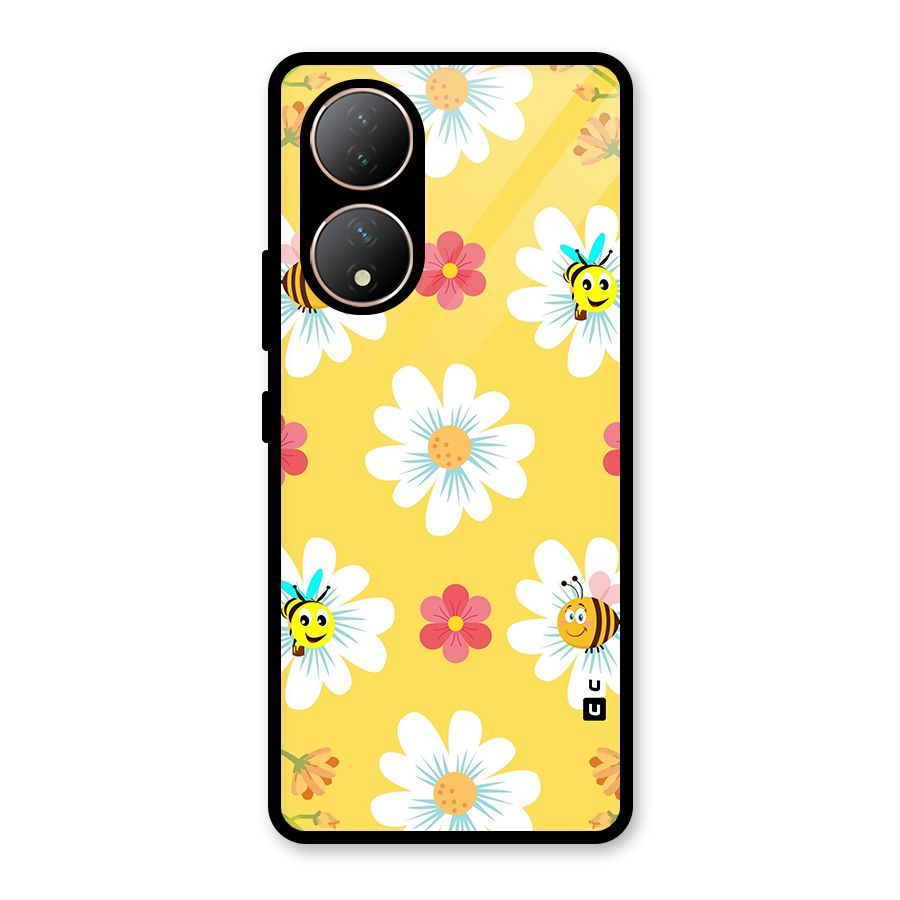 Happy Flowers Glass Back Case for Vivo Y100A