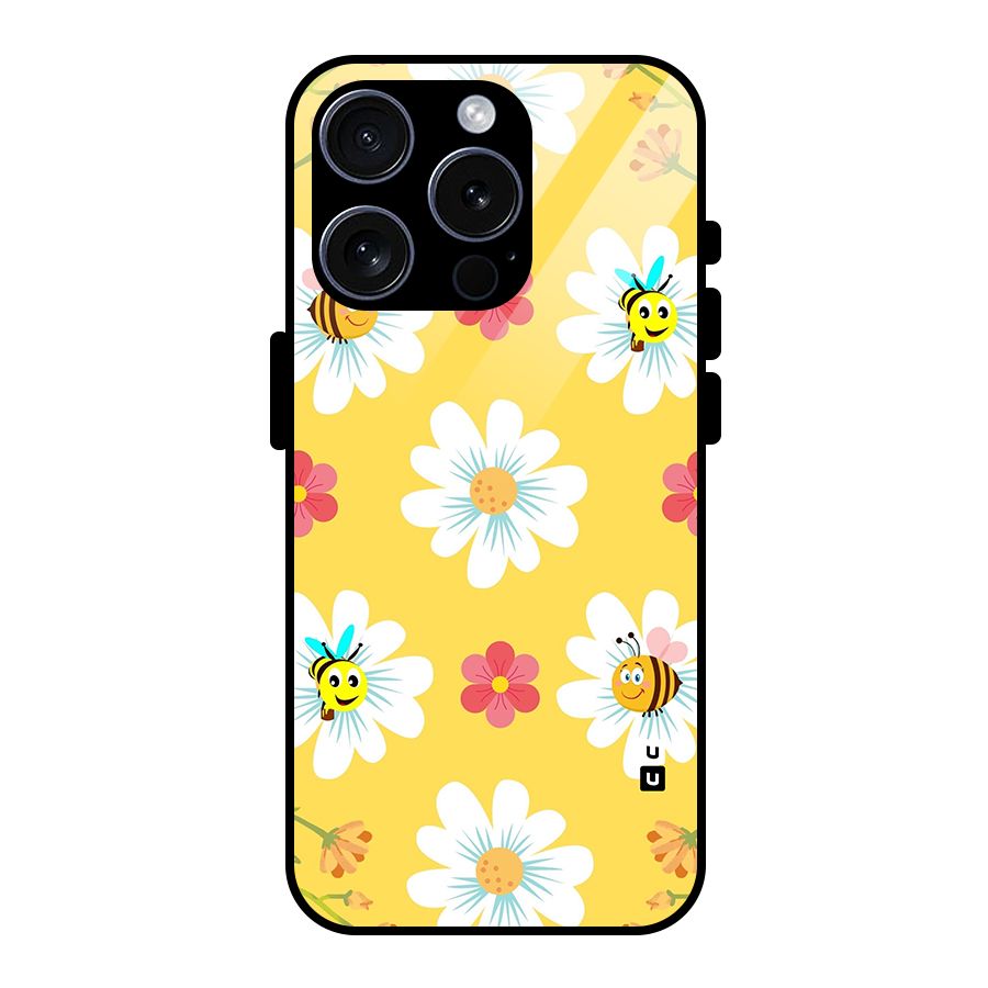 Happy Flowers Glass Back Case for iPhone 15 Pro