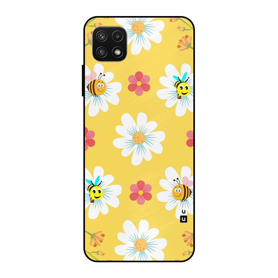Happy Flowers Metal Back Case for Galaxy A22 5G