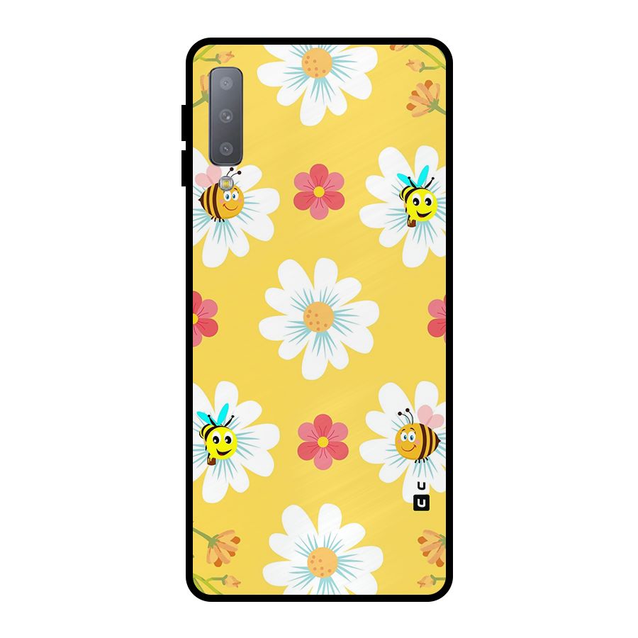 Happy Flowers Metal Back Case for Galaxy A7 (2018)