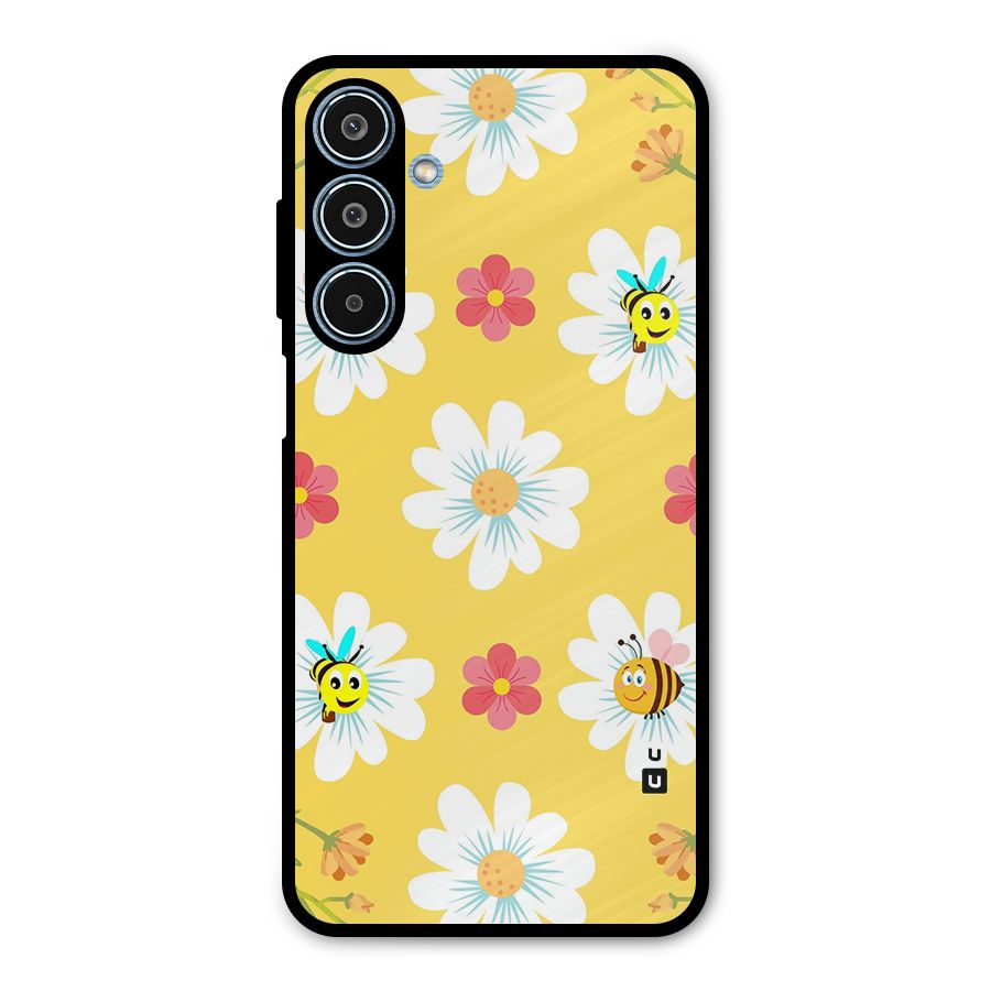 Happy Flowers Metal Back Case for Galaxy M35