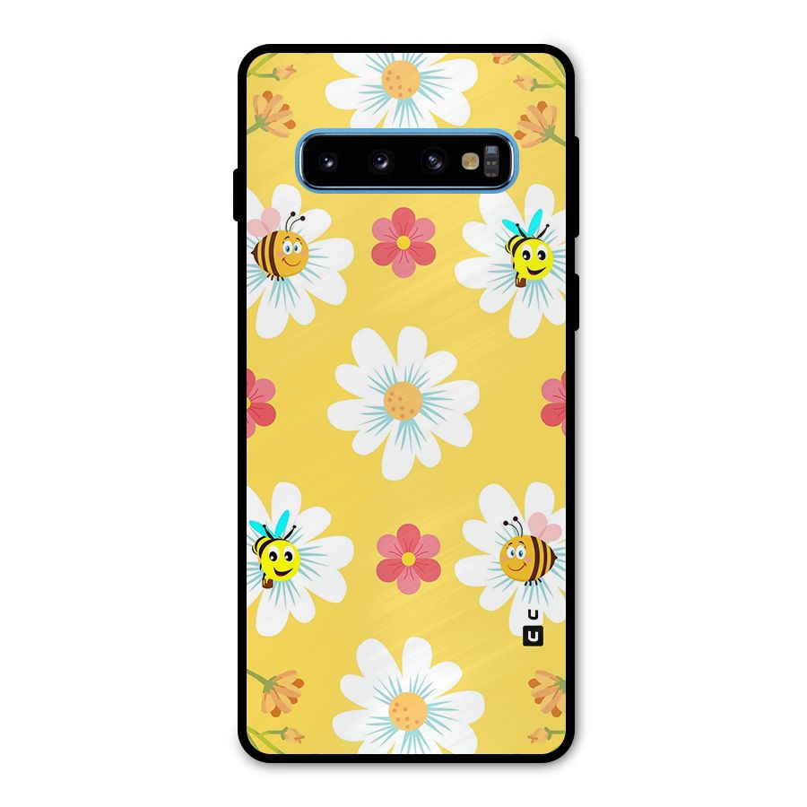 Happy Flowers Metal Back Case for Galaxy S10
