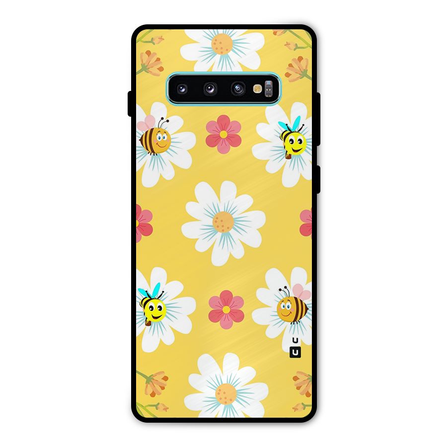 Happy Flowers Metal Back Case for Galaxy S10 Plus