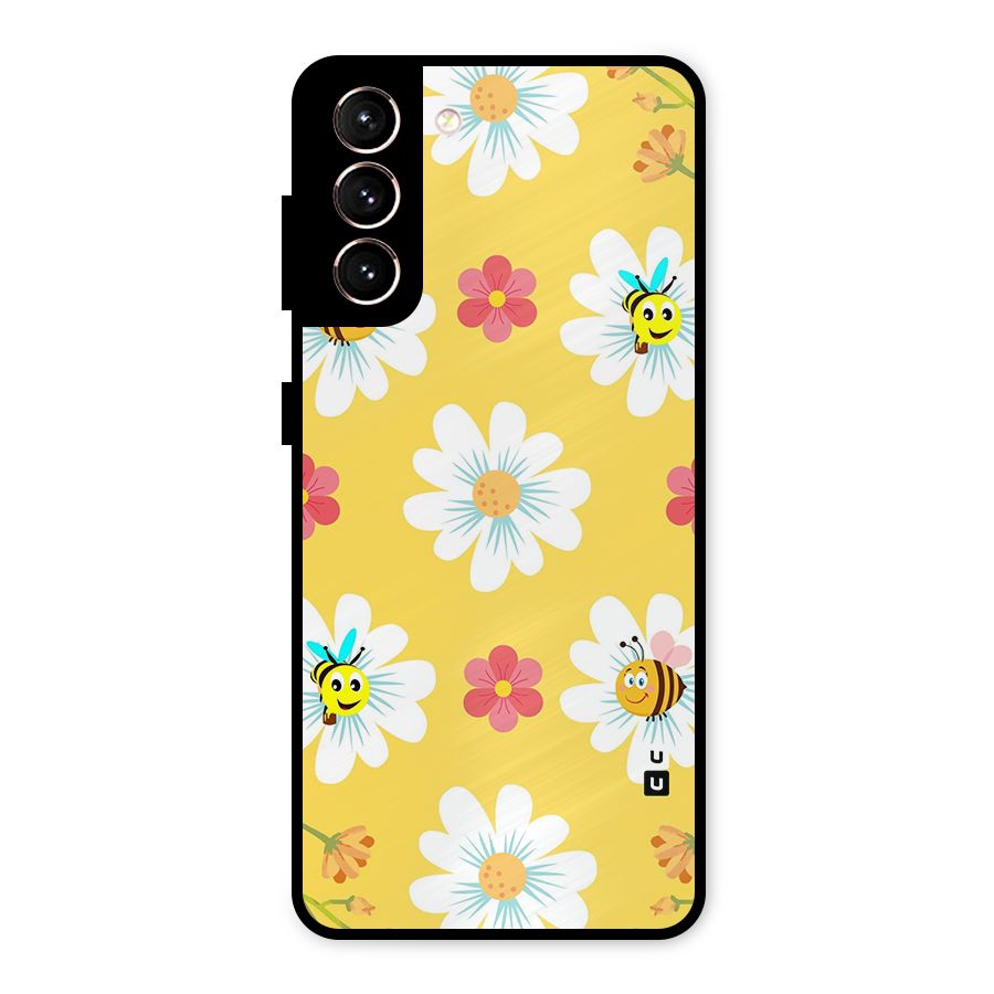 Happy Flowers Metal Back Case for Galaxy S21 5G