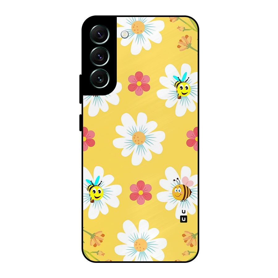 Happy Flowers Metal Back Case for Galaxy S22 Plus 5G