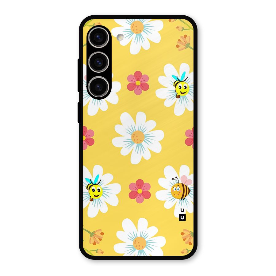 Happy Flowers Metal Back Case for Galaxy S23 Plus